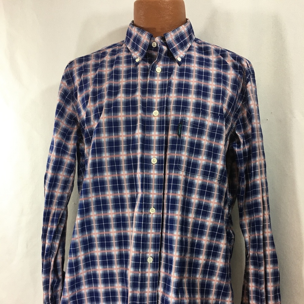 Faconnable XL Classic Long Sleeve Plaid Shirt Mens